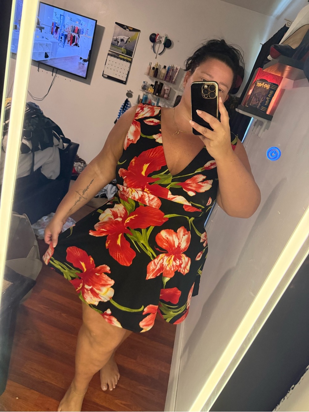 Red and black dress